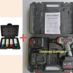 Pack mobile : Mini servante outillé 4 tiroirs + Cric hydraulique 3 Tonnes + Clé a choc 36V + 2 chandelles auto