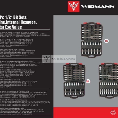 3 coffrets de douilles1/2″ Torx 6 et 12 pans ,allen 6 pans